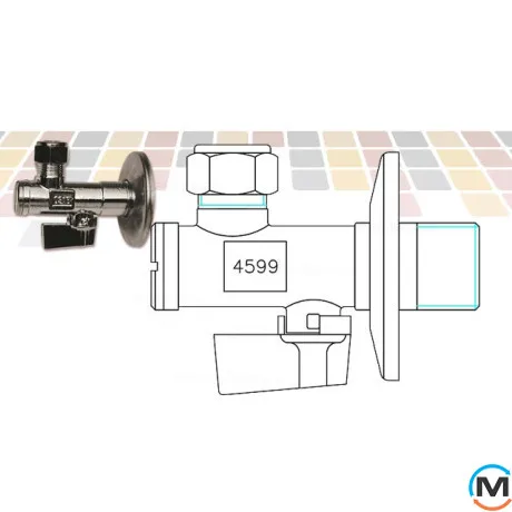 Кран кутовий з фільтром для сантехприладів Bianchi 1/2" х 3/8" (алюмінієва ручка) з цангою, фото , зображення 2
