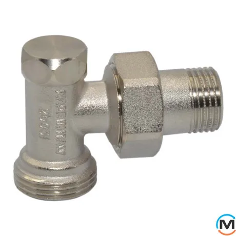 Кран радіаторний відсікаючий Bianchi 1/2" х 3/4"E (євроконус) кутовий, фото , зображення 2