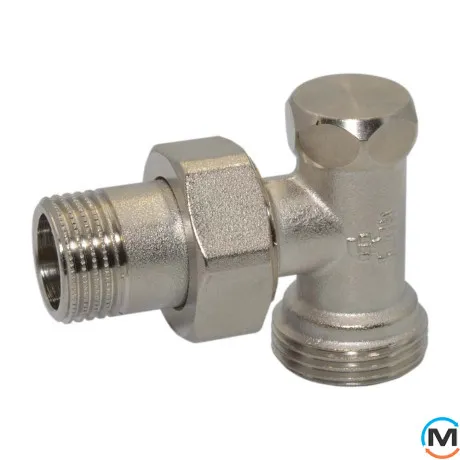 Кран радіаторний відсікаючий Bianchi 1/2" х 3/4"E (євроконус) кутовий, фото 