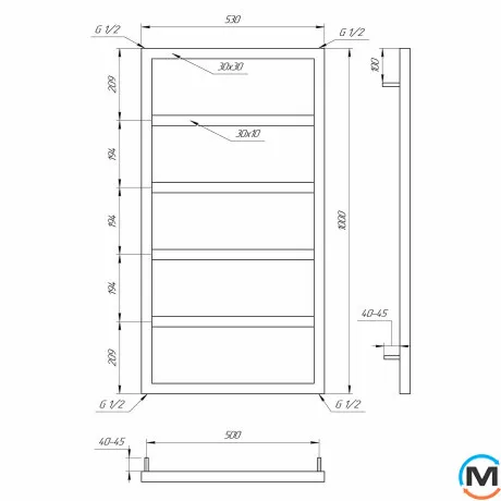 рушникосушарка Genesis-Aqua Mogiana dry 1000x530 білий, фото , зображення 2