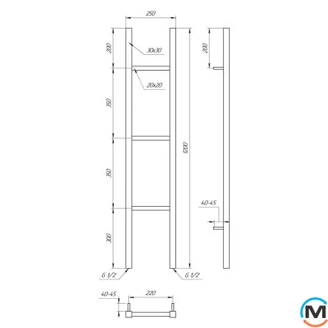 рушникосушарка Genesis-Aqua Musa DRY 1200x250 графіт, фото , зображення 2