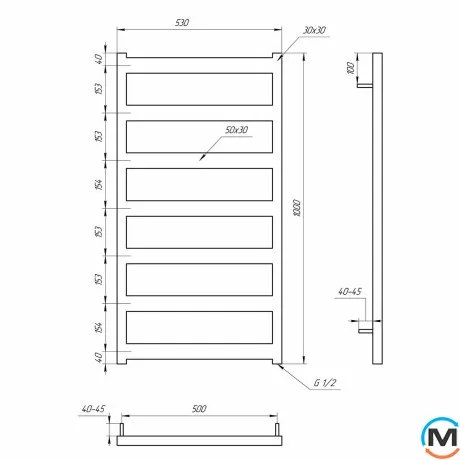 рушникосушарка Genesis-Aqua Nova DRY 1000x530 графіт, фото , зображення 6