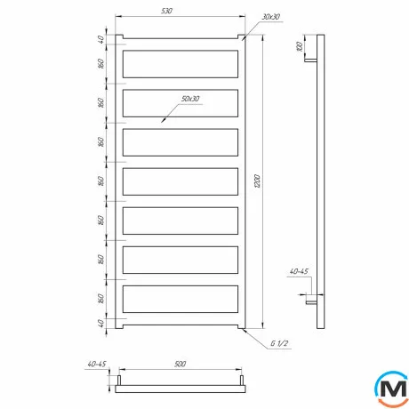рушникосушарка Genesis-Aqua Nova DRY 1200x530 графіт, фото , зображення 6