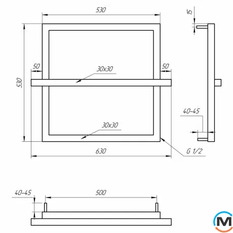 рушникосушарка Genesis-Aqua One DRY 630x530 чорний, фото , зображення 2