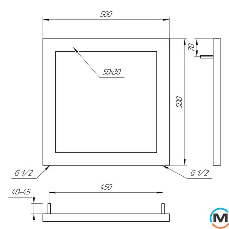 рушникосушарка Genesis-Aqua Simple DRY 500x500 графіт, фото , зображення 2