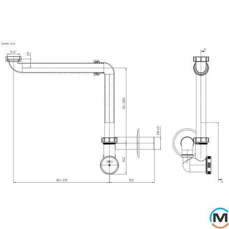Сифон Hutterer & Lechner HL137N/40 компактный для умывальника DN40х5/4", фото , изображение 3