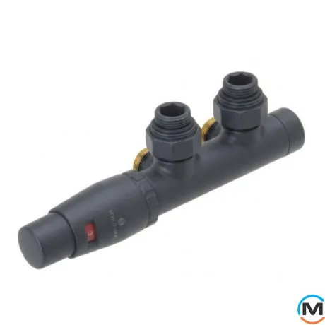 Комплект Duo-Plex Schlosser 3/4" угловой левый (вход теплоносителя) RAL7016 мат, фото 