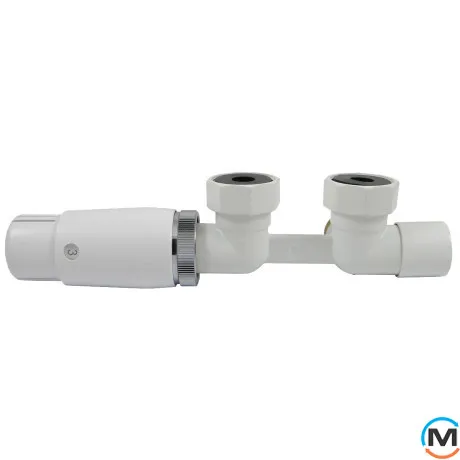 Комплект Schlosser Duo-plex Mini Invest угловой левый M30x1,5 1/2"x3/4" белый, фото 