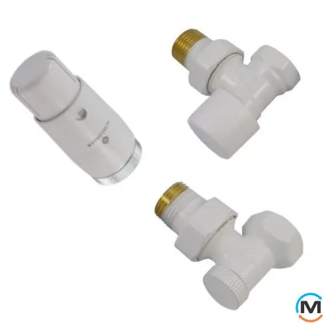 Комплект термостатичний Schlosser 1/2" кутовий білий (головка Mini), фото 