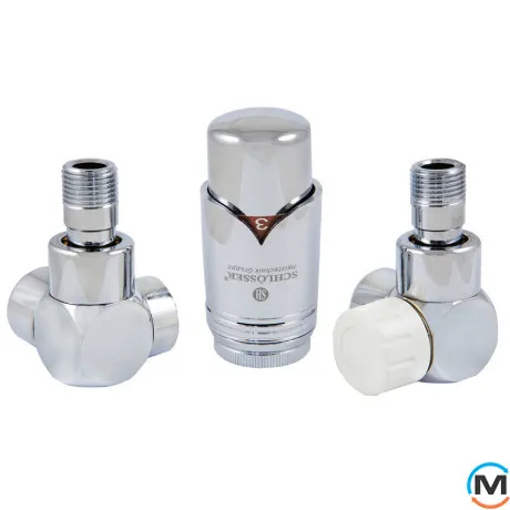 Комплект термостатический Schlosser Exclusive осевой левый GZ 1/2" x 15mm Cu хром, фото , изображение 2