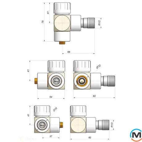 Комплект термостатичний Schlosser Exclusive кутовий GZ 1/2" x 15mm Cu хром, фото , зображення 2