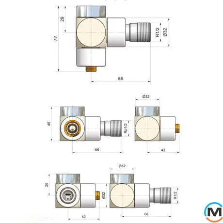 Комплект термостатичний Schlosser Exclusive кутовий GZ 1/2" x 15mm Cu хром, фото , зображення 3