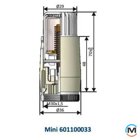 Термостатична головка Schlosser MINI Diamant RAL9005 мат, фото , зображення 2