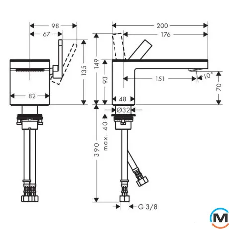 Смеситель для умывальника AXOR MyEdition 70 хром/зеркальное стекло, фото , изображение 5
