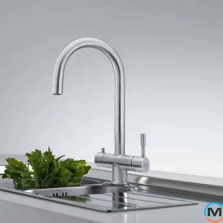Смеситель для кухни Franke EOS Clear Water дворычажный поворотный излив нерж. сталь, фото , зображення 2