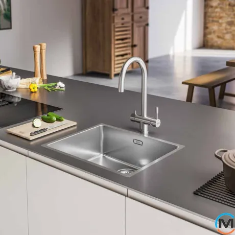 Смеситель для кухни Franke EOS Clear Water дворычажный поворотный излив нерж. сталь, фото , зображення 3