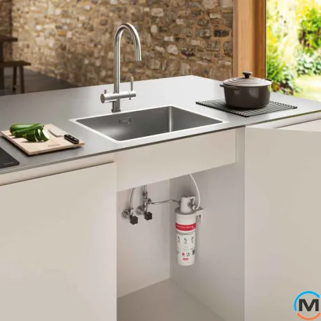 Смеситель для кухни Franke EOS Clear Water дворычажный поворотный излив нерж. сталь, фото , зображення 4