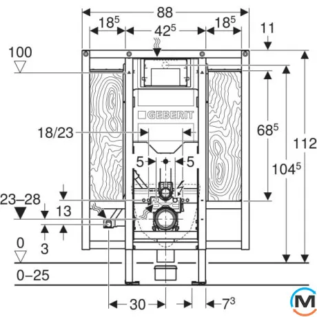 Инсталляция для подвесного унитаза Geberit Duofix 112см с бачком скрытого монтажа Sigma, фото , изображение 3