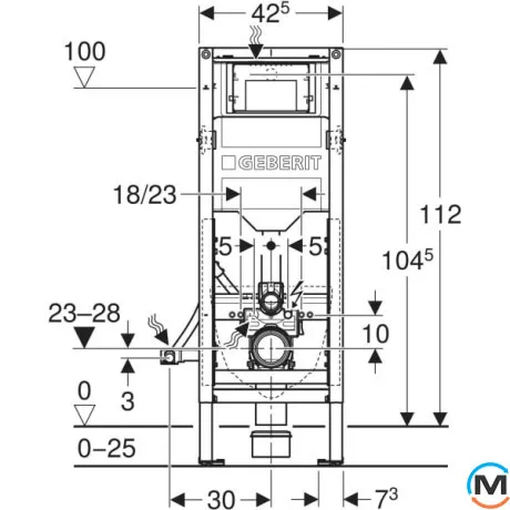 Монтажный элемент Geberit Duofix для подвесного унитаза 112 см со смывным бачком скрытого монтажа, фото , изображение 3