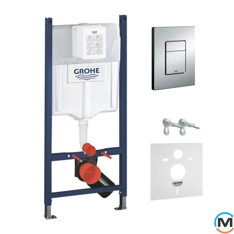 Система інсталяції Grohe Rapid SL3 для унітазу з клавішею змиву Grohe Skate Cosmopolitan хром, фото 