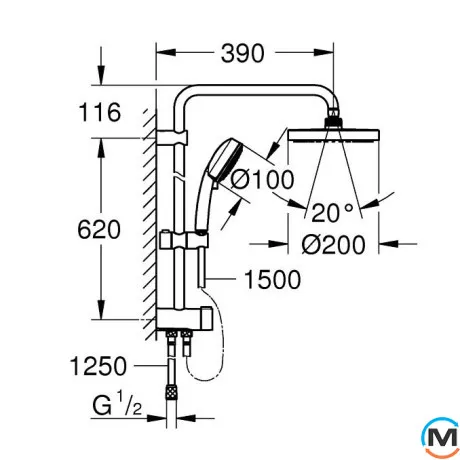 Душевая система Grohe New Tempesta 200, фото , изображение 6