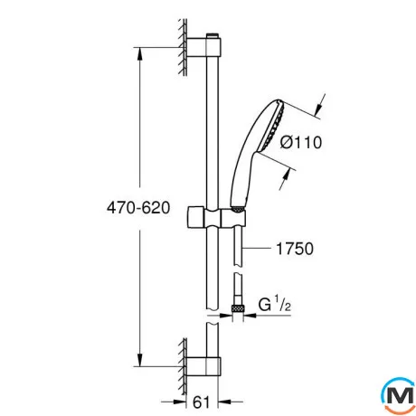 Душевой гарнитур Grohe Tempesta 110 2 режима потока хром, фото , изображение 8