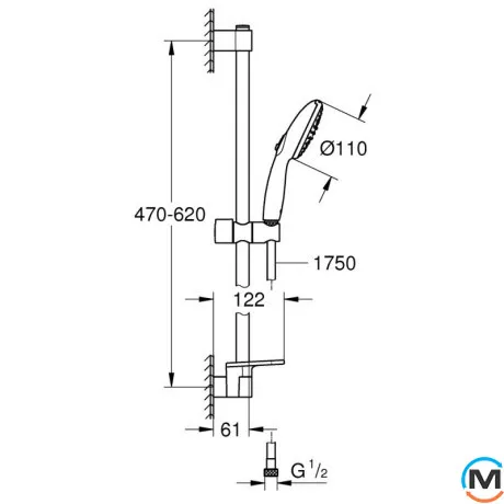 Душевой гарнитур Grohe Tempesta 110 2 режима струи хром, фото , изображение 6