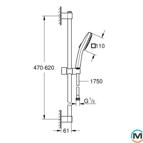 Душевой гарнитур Grohe Tempesta Cube 110 2 режима струи хром, фото , изображение 7