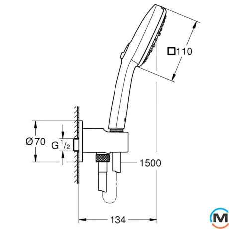 Душевой гарнитур Grohe Tempesta Cube 110 3 режима струи хром, фото , изображение 8