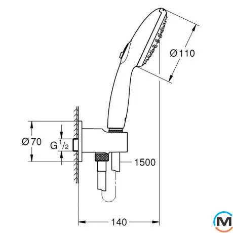 Душевой комплект Grohe Tempesta 110 2 режима струи хром, фото , изображение 6