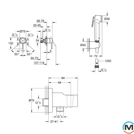 Гигиенический душ Grohe Essence черный матовый, фото , изображение 6