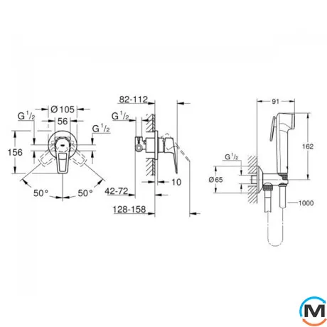 Комплект гигиенического душа Grohe BauLoop с Tempesta-F хром, фото , изображение 4