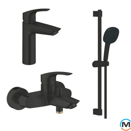 Комплект смесителей с душем Grohe EuroSmart черный матовый, фото 