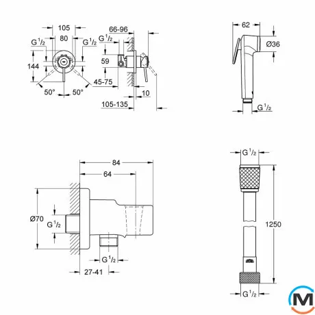 Набор для гигиенического душа Grohe BauClassic хром, фото , изображение 6