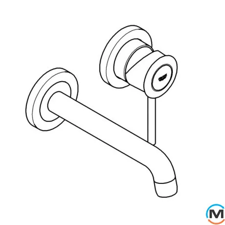 Смеситель для умывальника Grohe BauClassic монтаж со стены внешняя+внутренняя часть хром, фото , изображение 3