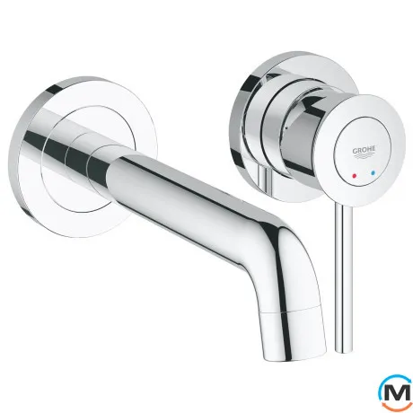 Смеситель для умывальника Grohe BauClassic монтаж со стены внешняя+внутренняя часть хром, фото 