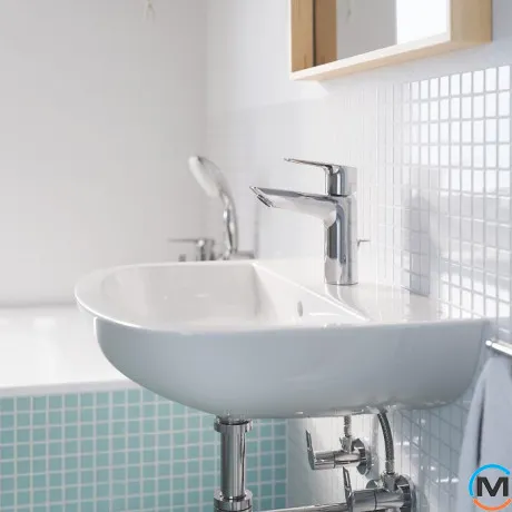 Смеситель для умывальника Grohe BauLoop New M-Size с донным клапаном хром замена арт. 23762000, фото , зображення 4