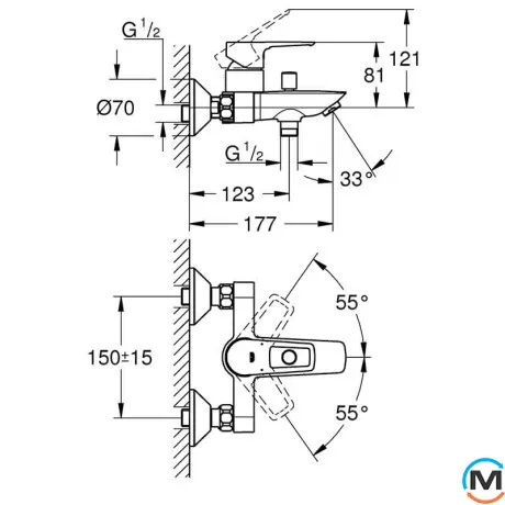 Смеситель для ванны Grohe BauLoop New хром замена арт. 23603000, фото , изображение 4