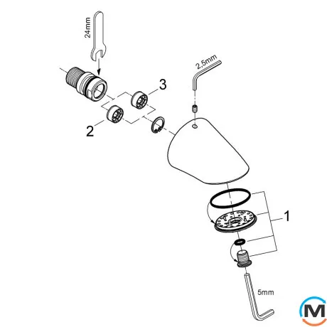 Верхний душ Grohe Relexa 70 спортивный хром, фото , изображение 3