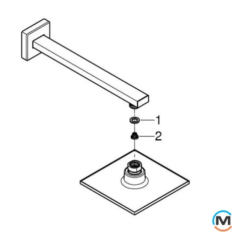 Верхний душ с кронштейном Grohe Euphoria Cube 150 Вт, фото , изображение 3