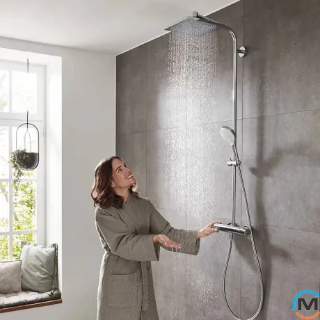 Душевая система Hansgrohe Showerpipe Crometta E240 1jet с термостатом хром, фото , изображение 3