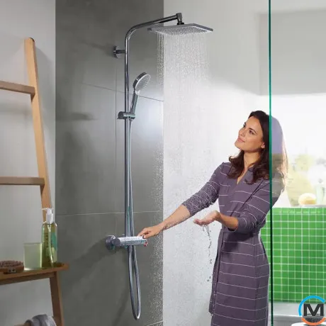 Душевая система Hansgrohe Showerpipe Crometta E240 1jet с термостатом хром, фото , изображение 4