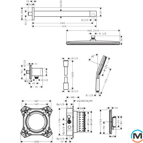 Душевой комплект Hansgrohe Raindance Alive Q 210/340 1jet 6 в1 Chrome, фото , изображение 4