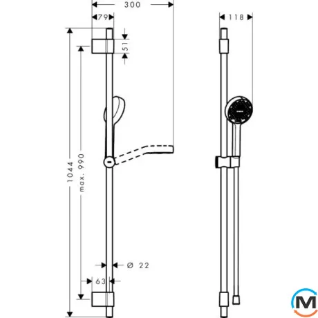 Душевой набор Hansgrohe Activera Select S 2jet EcoSmart 105 см Chrome, фото , зображення 6