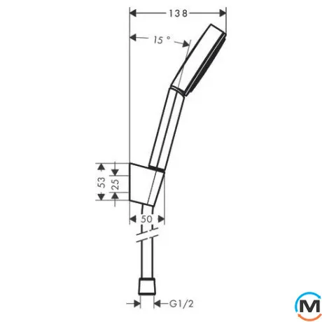 Душевой набор Hansgrohe Pulsify 105 1jet EcoSmart+ Porter 1.25 м Chrome, фото , изображение 2
