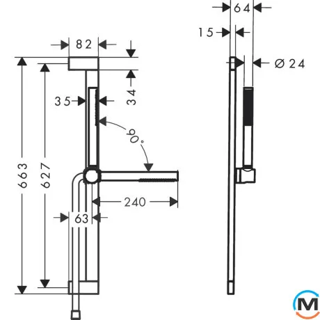 Душевой набор Hansgrohe Pulsify E 100 1jet EcoSmart 65 см Matt Black, фото , изображение 5