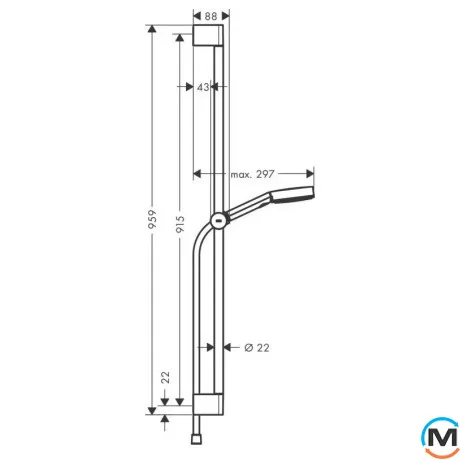 Душевой набор Hansgrohe Pulsify Select Relaxation 105 3jet 90 см EcoSmart Matt White, фото , изображение 2