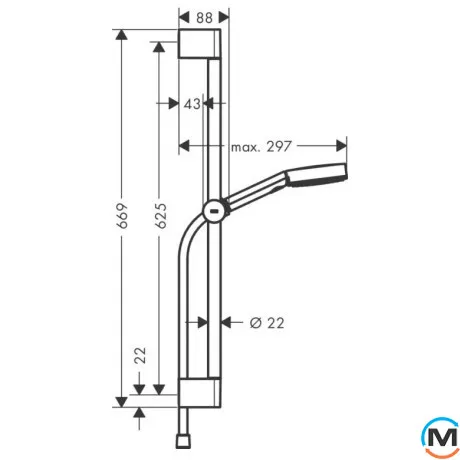 Душевой набор Hansgrohe Pulsify Select Relaxation 105 3jet 90 см хром, фото , изображение 2