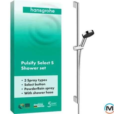 Душевой набор Hansgrohe Pulsify Select Relaxation 105 3jet 90 см хром, фото 