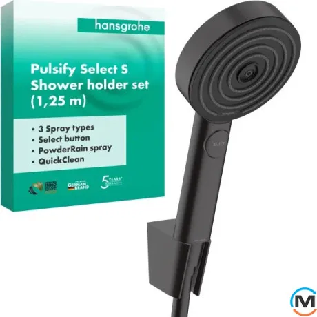 Душевой набор Hansgrohe Pulsify Select Relaxation 105 3jet Porter 1.25 м черный матовый, фото 